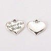 Wedding Theme Antique Silver Tone Tibetan Style Alloy Heart with Father of the Bride Rhinestone Charms TIBEP-N005-19C-1