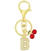 Brass Micro Pave Clear Cubic Zirconia Letter Pendant Keychain KEYC-SW00015-B-1