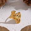 Flower 304 Stainless Steel Cuff Rings for Women RJEW-Z123-01G-2