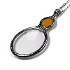 Flat Round Glass Magnifying Pendant Necklace for Women LS-NJEW-K125-01B-05-3