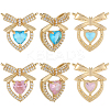 8Pcs 2 Colors Brass Micro Pave Cubic Zirconia Pendants KK-BBC0019-71-6