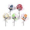 Handmade Polymer Clay Rhinestone Beads with Resin Alloy Iron Chain Glass ABS Imitation Pearl RESI-T060-27M-2