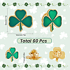 60Pcs Shamrock Alloy Enamel Pin JEWB-SC0001-87-2