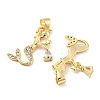 Brass Micro Pave Clear Cubic Zirconia Pendants ZIRC-L077-043G-2
