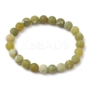 Frosted Natural TaiWan Jade Round Beaded Stretch Bracelets for Women Men BJEW-JB11478-02-1