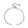 2Pcs 2 Colors 304 Stainless Steel Singapore Chain Bracelet Makings AJEW-JB01322-2