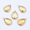 Golden Tone Brass Glass Teardrop Pendants GLAA-M006-A-18G-1