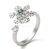 Rotatable Cubic Zirconia Snowflake Open Ring LS-RJEW-Q776-04P-1