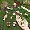 4 Sets 2 Colors Mini Mushroom Wood Display Ornaments AJEW-CP0005-44-3