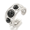 304 Stainless Steel Synthetic Gemstone Cuff Rings G-Z056-06P-2