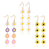 3 Pairs 3 Colors Enamel Daisy Flower Dangle Earrings EJEW-AN0001-41-1