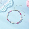 Natural Carnelian & Agate & Rose Quartz & & Cultured Freshwater Pearl Beads Braided Bead Bracelets for Women BJEW-JB12666-03-2