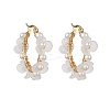 Shell Pearl & Acrylic Beaded Flower Hoop Earrings EJEW-TA00747-1