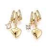 Brass Micro Pave Clear Cubic Zirconia Pendants X-KK-T075-88G-1