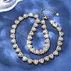 Brass Clear Cubic Zirconia Heart Link Chain Necklaces for Women NJEW-H057-02G-1