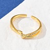 925 Sterling Silver Micro Pave Clear Cubic Zirconia Adjustable Cuff Rings for Women RJEW-G351-04G-2
