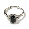 Oval Natural Dyed & Heated Black Agatee Adjustable Rings RJEW-Q818-01P-06A-3