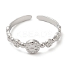 Non-Tarnish 304 Stainless Steel Flat Round Wrap Open Cuff Ring for Women RJEW-I098-04P-2