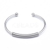 Non-Tarnish 304 Stainless Steel Open Cuff Bangle for Girl Women BJEW-N013-008P-1