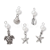 Ocean Themes Alloy & ABS Plastic Imitation Pearl Pendants PALLOY-JF03879-1