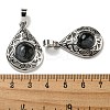 Natural Black Silk Stone Pendants G-Q158-05P-11-3