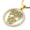 201 Stainless Steel Hollow Skull Pendant Necklaces NJEW-S007-25G-2