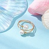 Round Shell Pearl Beaded Cuff Rings for Women RJEW-TA00152-2