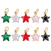 10Pcs 5 Colors Rack Plating Brass Micro Pave Cubic Zirconia Charms ZIRC-HY0001-05-1