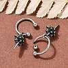 Flower 316 Surgical Stainless Steel & Black Glass Dangle Half Hoop Earrings for Women EJEW-G416-49AS-3