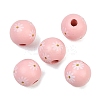 Printed Wood European Beads WOOD-G029-07-2