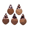 Transparent Resin and Walnut Wood Pendants RESI-T057-06B-1