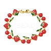 Brass & Enamel Link Chain Bracelets for Women BJEW-A171-02G-4