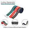30Yards 3 Colors Musical Note Pattern Polyester Striped Ribbon OCOR-DC0001-19-2
