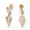 Brass Micro Pave Clear Cubic Zirconia Dangle Stud Earrings EJEW-F259-01A-G-2