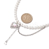 Heart Glass Rhinestone Pendant Necklaces NJEW-JN04809-3