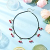 Natural Dyed Mashan Jade Red Cherry Pendant Glass Seed Beaded Necklaces for Women NJEW-TA00211-02-1