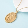 304 Stainless Steel Oval with Virgin Mary Pendant Necklaces for Women NJEW-B149-01G-3