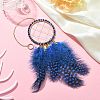 Natural Lapis Lazuli Woven Net/Web with Feather Wall Hanging Decoration HJEW-JM01222-03-3