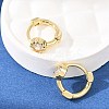 Flower Brass Micro Pave Clear Cubic Zirconia Hoop Earrings EJEW-D348-16G-5