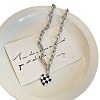 Black and White Checkered Heart Alloy Enamel Pendant Necklaces for Women FS-WGFAE52-01-5