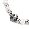 Natural Howlite & Synthetic Magnetic Hematite Anchor Beaded Bracelet BJEW-P339-01P-07-2