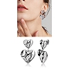 304 Stainless Steel Hammered Heart Dangle Stud Earrings JE1119B-8