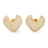 Brass Pave Clear Cubic Zirconia Stud Earrings for Women EJEW-S225-09G-03-1