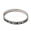 304 Stainless Steel Black Enamel Skin Print Hinged Cuff Bangles for Women SA-CBAC920-04P-4