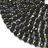 Natural Dyed & Heated Banded Black Agate Beads Strands G-K389-E51-01-3
