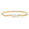 Brass & Glass & Natural Freshwater Pearls Beads Stretch Bracelets for Women OA4246-5-1