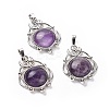 Natural Amethyst Pendants G-P496-05P-20-1