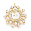 Brass Micro Pave Clear Cubic Zirconia Pendants KK-N268-64G-1