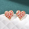 Heart Brass Micro Pave Clear Cubic Zirconia Stud Earrings EJEW-H178-09G-01-2