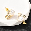 Round Brass Micro Pave Clear Cubic Zirconia Stud Earrings EJEW-A135-28G-2